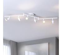 LVWIT White Ceiling Spotlight Rotatable,6 Way Living Room Lights Ceiling,GU10 Kitchen Lights Ceiling,GU10 Base Spot Lights,Ceiling Light Fitting Bracket for Lounge Bedroom Dining Room(NO Bulb)