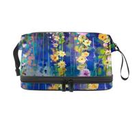 Lvy Flowers in Tree Park Double Layer Cosmetic Bag for Women and Girls, Travel Toiletry Bag Makeup Handy Pouch Organiser Bag with Brush Compartment