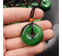 LVYAN Green Jade Necklace, Cat's Eye Pendant, Unisex Jewelry, 30MM, Natural, Hand-made