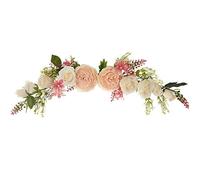 Lvydec Artificial Peony Flower Swag, 25 Inch Decorative Swag with Champagne Peony White Rose and Green Leaves for Wedding Arch Front Door Wall Decor