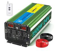 LVYUAN 3500W/7000W-24V Green 12V Pure Sine Wave Power Inverter, 4 Outlets, 5000VA, 3.5kW, 7kW Peak, 230V AC, 60Hz, 16x5.4x7 Inches, 1 Pack