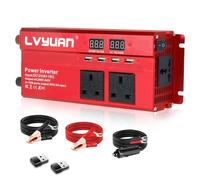 LVYUAN Power Inverter 1000W DC 12V to 240V AC Car Converter with 4 USB, 3 AC Sockets and LED Display Car Adapter for Travel Camping RV Truck