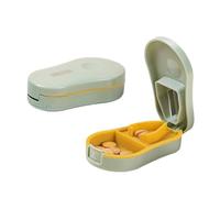 LVYUDS 2-in-1 Pill Slicer V-Bracket Precise Pill Cutter Stainless Steel Blade Half/Quarter Pill Splitter Storage Daily Dose Silicone Removable(Green)