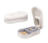 LVYUDS 2-in-1 Pill Slicer V-Bracket Precise Pill Cutter Stainless Steel Blade Half/Quarter Pill Splitter Storage Daily Dose Silicone Removable(White)