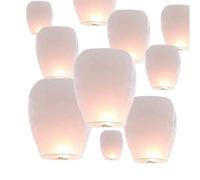 LVYUDS 5/10pcs Memorial Lanterns to Release in Sky Make a Wish Chinese Lanterns Simple to Operate Convey Thoughts for Couples, New Year(White - 10pcs)