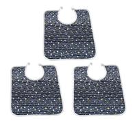 LVYUDS Adult Bibs for Eating Cotton TPU Waterproof 3pcs Bibs for Elderly Machine Washable Bibs for Adults Reusable for Nursing Home Care(Navy Blue)