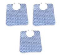 LVYUDS Adult Bibs for Eating Cotton TPU Waterproof 3pcs Bibs for Elderly Machine Washable Bibs for Adults Reusable for Nursing Home Care(Blue)