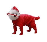 LVYUDS All Inclusive Dog Raincoat Bring Rain Boots 4 Legs, Dog Rain Jacket Hooded Waterproof Removable Tail Cover, for Small Cats Dogs Outing Supplies(Color:Red,Size:XXL)