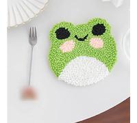 LVYUDS Animal Punch Needle Coaster Kit Handmade Homemade Adult Beginners Needle Stick Embroidery Frames, Punch Embroidery Kit Insulation Thermal Gift(Frogs)