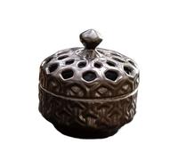 LVYUDS Ceramic Garlic Keeper Handmade Openwork Garlic Holder Countertop Breathable Keep Fresh Odourless Garlic Container with Lid for Gourmet(Black)