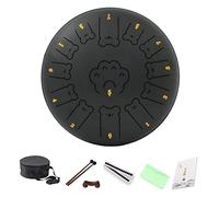 LVYUDS Cute And Simple Tongue Drum Set, 13 Inch Bear Pattern Handpan Drum Percussion Instrument, Steel Tongue Drum Set with Drum Kit(Black)