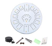 LVYUDS Cute And Simple Tongue Drum Set, 13 Inch Bear Pattern Handpan Drum Percussion Instrument, Steel Tongue Drum Set with Drum Kit(White)