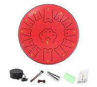 LVYUDS Cute And Simple Tongue Drum Set, 13 Inch Bear Pattern Handpan Drum Percussion Instrument, Steel Tongue Drum Set with Drum Kit(Red)