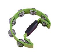 LVYUDS Double Layer Large Tambourine Half Moon Shape Professional Party Hand Pandero Instrument(Color:Green)