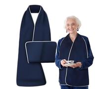 LVYUDS Eating Unisex Bibs for Adults Anti-Stain Machine Washable Adult Bibs for Women Reusable Bibs for Elderly Clothing Accessories(Navy Blue A)