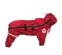LVYUDS Large/Medium Dog Raincoat 4-Legged All-Inclusive Waterproof Dog Rain Jacket Park Beach Play Hiking Adjustable Neck Gaiter Waist Tow Hole Design(Red,XS)