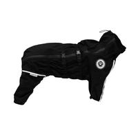 LVYUDS Large/Medium Dog Raincoat 4-Legged All-Inclusive Waterproof Dog Rain Jacket Park Beach Play Hiking Adjustable Neck Gaiter Waist Tow Hole Design(Black,4XL+)