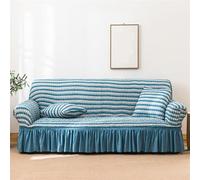 LVYUDS Polyester Sofa Cover Rest Area Decoration Pet Couch Cover Elasticity All Inclusive Sofa Slipcovers Dustproof Anti-Slip for Girls' Room(5 seat(305-360cm),Blue+white)
