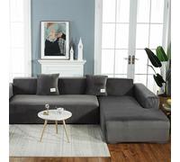 LVYUDS Thicken Plush Sectional Couch Covers Elasticity Anti-Slip Sofa Cover All Inclusive Sofa Slipcovers for L/U Type Dustproof for Winter Christmas(1 seat,Grey a)