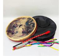 LVYUDS With Drumsticks Shaman Drum Ceremony Meditation, Goatskin Frame Drum Printed Double Row Copper Reed Native American Drum(43cm,3-piece set)