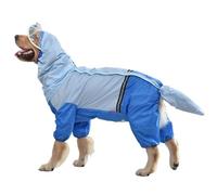 LVYUDS Zipper Dog Raincoat Hooded, 4 Legs All Inclusive Windproof Rainproof Dog Rain Jacket Removable Tail Cover Eco-Friendly Fabric Exercise Walk Hiking(Color:Blue,Size:7XL)