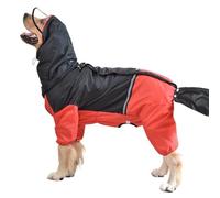 LVYUDS Zipper Dog Raincoat Hooded, 4 Legs All Inclusive Windproof Rainproof Dog Rain Jacket Removable Tail Cover Eco-Friendly Fabric Exercise Walk Hiking(Color:Red,Size:5XL)