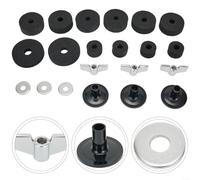 LVYXON 18Pcs Cymbal Replacement Accessories Drum Kit Accessories Set include Cymbal Felts Cymbal Sleeves Felt Hi Hat Cup with Base and Cymbal Washer for Drum Set
