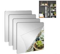 LVYXON 4PCS 2MM Thick Acrylic Mirror Flexible Plastic Mirror Sheets Wall Mirror Tile, Self-Adhesive Acrylic Square Mirror For Bathroom Home Gym Door(20 * 20cm)