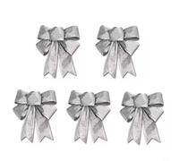 LVYXON 5Pcs Christmas Bow Decorations, 9.8inch Wreaths Bows Glitter Xmas Decorative Sequin Ties, Xmas Large Topper Bow Red Bows for Christmas Tree Home Party Indoor Outdoor(Silver)