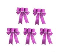 LVYXON 5Pcs Christmas Bow Decorations, 9.8inch Wreaths Bows Glitter Xmas Decorative Sequin Ties, Xmas Large Topper Bow Red Bows for Christmas Tree Home Party Indoor Outdoor(Purple)