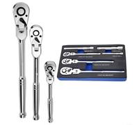LVYXON 6PC 72 Tooth Ratchet Wrench, 1/4, 3/8, 1/2 inch Flex Head Ratchet Wrench Drive Swivel Extension Bar, ExtendableTelescopic Ratchet Set