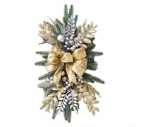 LVYXON Christmas Garland for Stairs, Lights Up Christmas Stair Swag, Decorative Christmas Stair Ornaments, Cordless Pre-Lit LED Stairway Swag for Front Door, Staircase, Porch, Outdoor(gold)