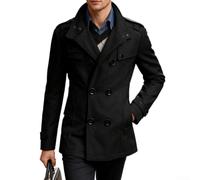 LVYXON Double Breasted Men's Coat for slim Fit Autumn Wear Double Breasted | for slim fit design, faux wool collar, double breasted closure, business formal look, autumn essential