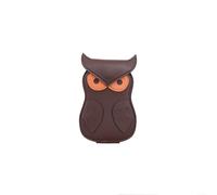 LVYXON Leather Guitar Pick Holder Owl-Shaped Case with 18 Slots for Musicians Compact Keychain Plectrum Storage Organizer for Acoustic Electric Bass Guitar Players (Curry)