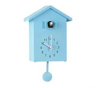 LVYXON Minimalist Cuckoo Clock Wall Art Nordic Design Bird House Hourly Call Home Office Decor Battery Operated, Nordic Style Modern Cuckoo Clock(Blue)