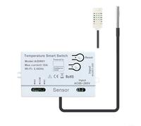 LVYXON Smart WiFi Temperature & Humidity Sensor Switch Remote Control Module 7-32V/85-262V Stainless Steel Probe Voice Assistant Compatible, For Home Automation(A)