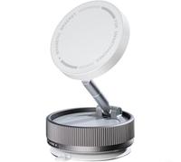LVYXON Versatile Car Phone Holder with Vacuum Suction Cup, Collapsible Rotary Stand for Navigation, Magnetic Fixation Bracket, Zinc Alloy Material, Adjustable Angle for Most Cars and Desks(White)