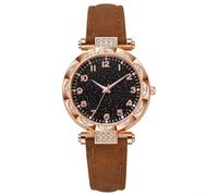 LVYXON Women's Watch Digital Analog for Hybrid Quartz Luminous Display PU Leather Strap Casual Everyday Wristwatch(Brown)