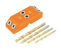 LVYXON Woodworking Pocket Hole Jig Kit 30/45/90 Degree Angle Drill Guide Multi-Size Template Block, DIY Woodworking Drill Hole Guide Jig Kit(Orange)