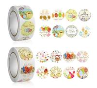 lvzhen 1000 Pcs Easter Stickers, 2 Rolls 1.0" Self-Adhesive Egg Bunny Stickers for Scrapbooking, Gift Presents, Card Making (Colourful-D)