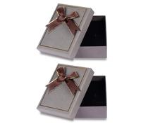 lvzhen 2Pcs Small Gift Boxes, 9x7x3cm Gold Edge Jewellery Gift Box with Lid Ring Earrings Bracelet Necklace Gift Boxes Small Paper Boxes for Present (Brown)