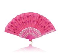 lvzhen Hand Fan Folding, Lace Spanish Fan Peacock Pattern Folding Fan Plastic Handheld Fan for Women Suitable for Wedding Engagement Dancing Birthday Party Cosplay (Rose Red)