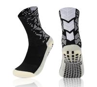 Lvzhen Kids Grip Socks | Anti-Slip Football Socks for Girls and Boys | Black Sports Athletic Training Rugby Hockey Socks for Teenagers Age 5-13