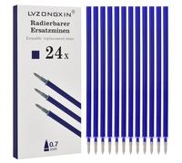 LVZONGXIN 24 Erasable Refills, Compatible with Legami, [Blue] Tip 0.7 mm, Height 13 cm, Erasable Ink Roll, Refill with Erasable Ink