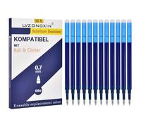 LVZONGXIN Refills 12 Pack, Compatible with Pilot FriXion，0.7 mm Erasable Rollerball Pen, 400 m Writing Length, Replaceable Refill (Blue, 1)
