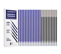 LVZONXIN 24 Erasable Refills, Compatible with Legami Gel Pens, [14 Blue + 10 Black], Height 13 cm, Tip 0.7 mm, Refills with Erasable Ink Roll