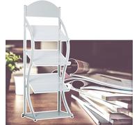 LW BrochureStandFloor Magazine Rack for Showrooms& SchoolsVersatilefor Leaflets & Pamphlets (Color: White)