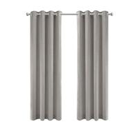 LW Collection Eyelet Curtains Grey Velvet 140x175cm - eyelet ring - eyelet curtains - curtains blackout - room darkening - curtains for bedroom - living room - noise reducing - standard size
