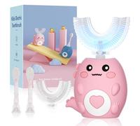 Lwalaneng Children's C-Type Electric Toothbrush, Multi-Mode high-Frequency Sonic Vibration Toothbrush, Cute Cartoon Dinosaur Shape 360-degree Cleaning IPX7 Waterproof Design (2-12 Years Old) (Pink)