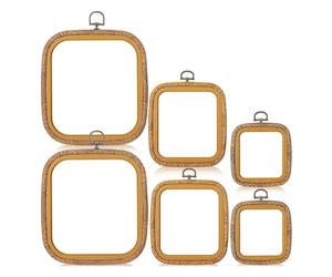 Lwaviwer 6 Pcs Square Embroidery Hoop Set 3 Sizes Imitated Wood Decorative Hoops Display Embroidery Frame
